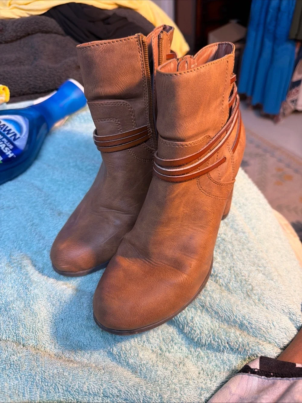 Madden Girl Denice 9M Women's Brown Ankle Boot with Strappy Detail